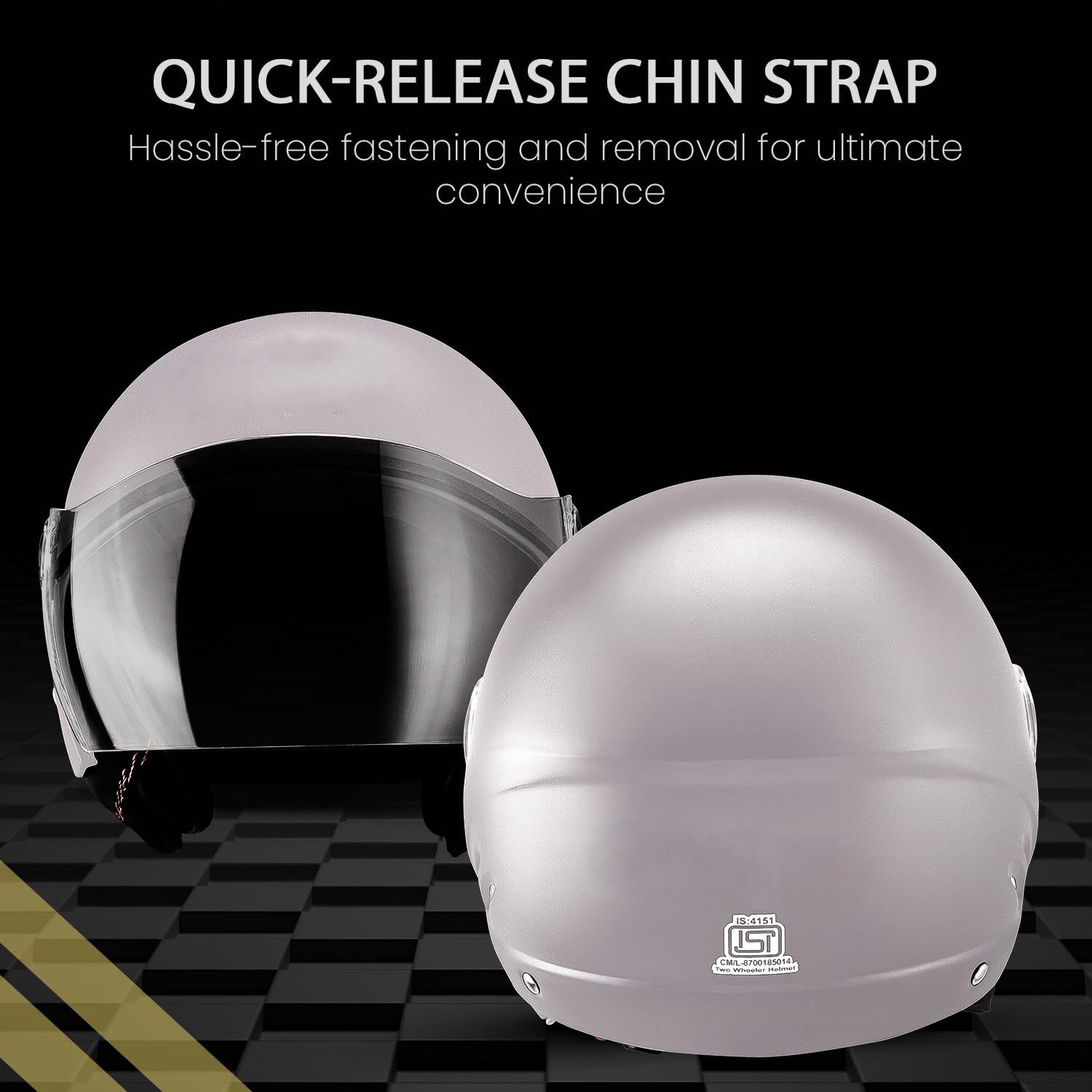 Pearl 580mm Half Face Helmet with Clear Visor, Glossy Finish (Silver)