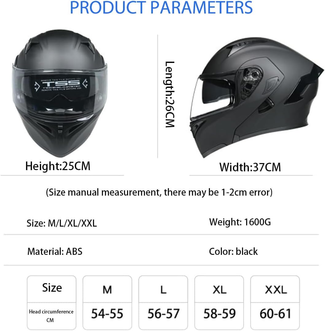 Bluetooth Modular Motorcycle Helmet with Dual Visor, DOT Approved Full Face Flip-Up Helmet for Men & Women - Image 2