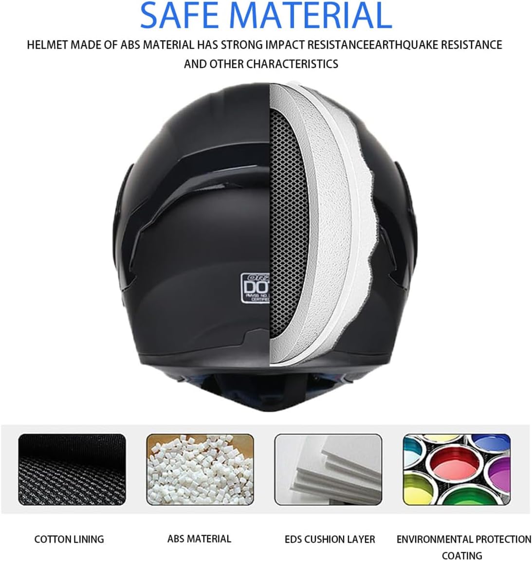 Bluetooth Modular Motorcycle Helmet with Dual Visor, DOT Approved Full Face Flip-Up Helmet for Men & Women - Image 3