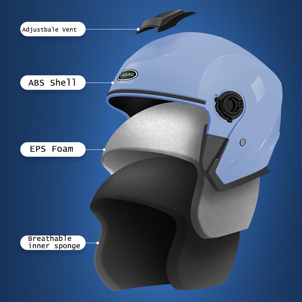 Motorcycle Open Face Helmet Adult 3/4 Half Helmets for Motor-Bike Scooter Biker Men Women DOT Approved - Image 3