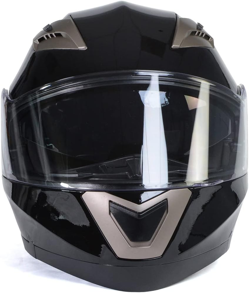 DOT Certified Advanced Motorcycle Modular Helmet with Drop-Down Visor, Ionized Gloss Black