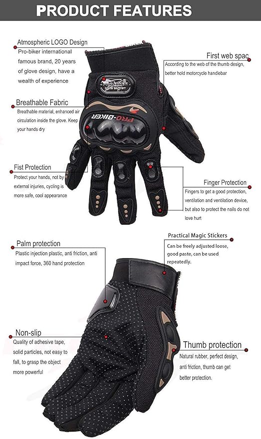 Protective Full Finger Gloves Anti-Skid Surface Breathable Bike Riding Glove for Motorcycle - Image 2
