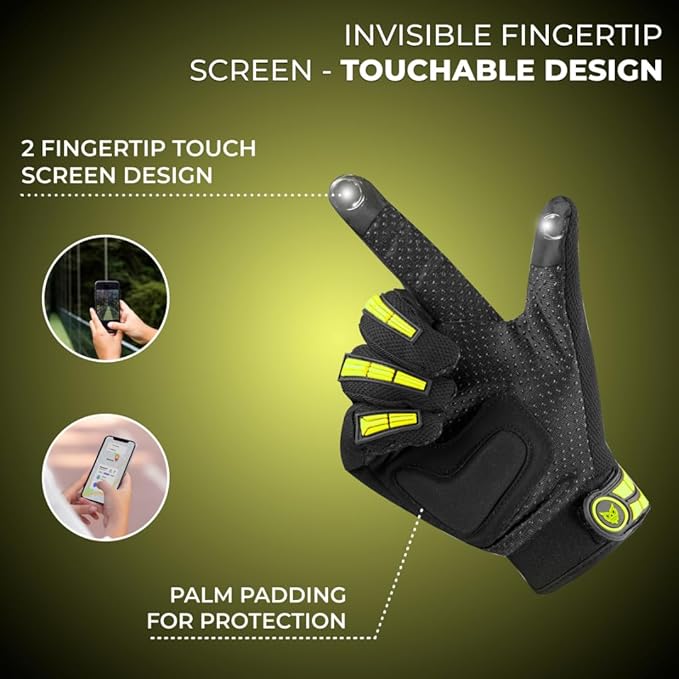 Polyester Wind Rider Full Finger Motorcycle Riding Gloves with Touchscreen Fingertips and Knuckle Protection - Image 3