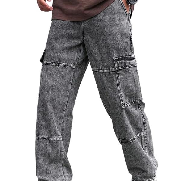 Jeans for Men | Denim Cargo Pants with Baggy Fit Utility Pockets & Streetwear Stitch Design - Image 4