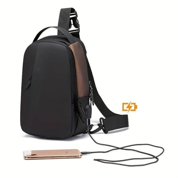 Crossbody Bag for Men Women, Mini Waterproof Backpack Shoulder Daypack Anti-Theft Cross Body Chest Bags With USB Charger Port for Casual Travel Hiking Outdoor Sports - Image 3