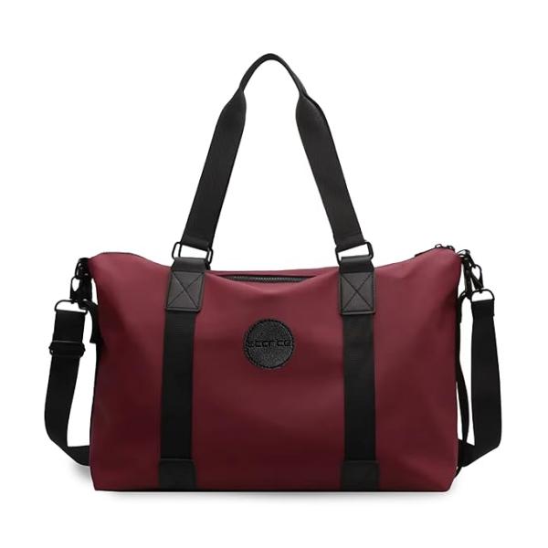 42 Cm Nylon Luggage Travel Duffle Bag for Women, Sports Shoulder Bag for Women with Wet Pocket Weekender Overnight Luggage Bag