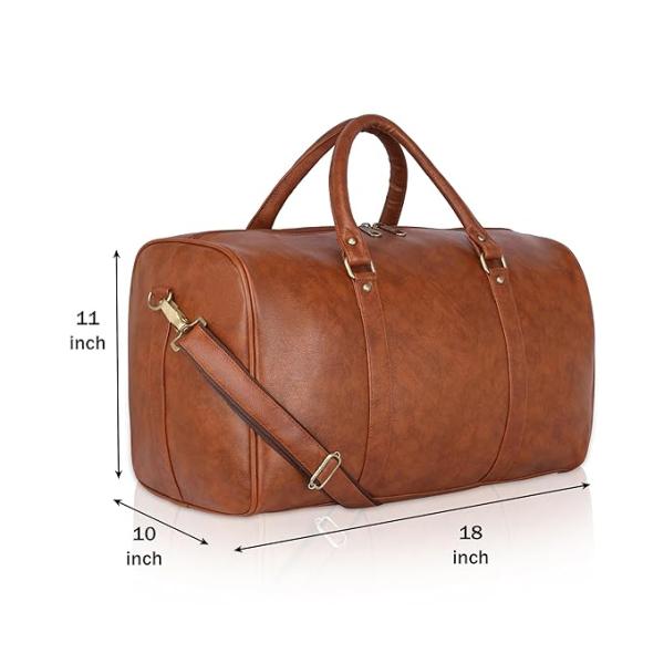Unisex Duffel Bag for Travelling in Flight Latest Travel Faux Leather Duffle Bags for Men and Women (Tan) - Image 2
