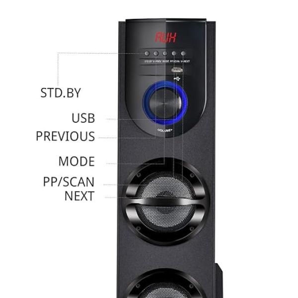 Tower Speaker 60W RMS with Remote - 1 Year Warranty | Bluetooth Connectivity Home Theater System 5.25" Woofer - Image 4
