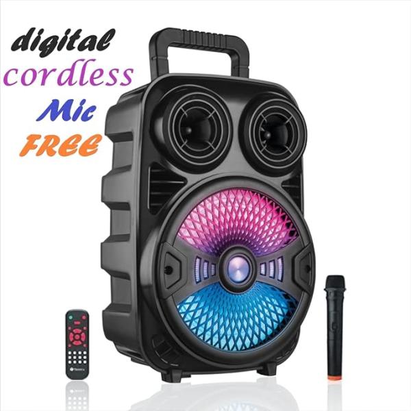 CARWAAN 30W Portable Wireless Bluetooth Karoke Party Speaker with Remote/Aux/FM/Pa System/Rechargeable Battery/Wireless Mic (Black Shining Speaker) - Image 2