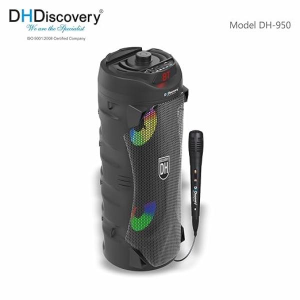 Party Speaker with MIC | 150W Bluetooth Wireless Speaker with Dual 4x2'' Woofers, FM, USB, TF Card, AUX & Wired MIC (Black) - Image 2