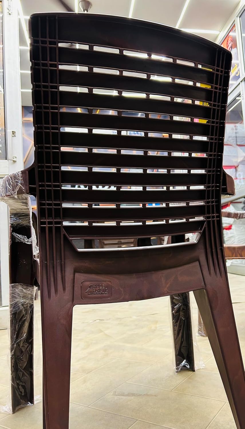 Plastic Chair Luxury High Back Chair With Comfortable Back Posture Matt & Glos Pattern Set Of 1 Dining Bedroom, Kitchen, Living Room 150Kg Capacity Strong & Sturdy - Blue