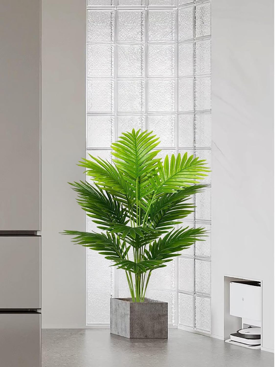Dekorly Plastic Artificial Palm Plants Leaves Faux Turtle Leaf Fake Monstera Tropical Large Palm Tree Leaves Outdoor Leaf Decorations | 26Inch Plants with Blackpot (Areca Plant) - Image 2