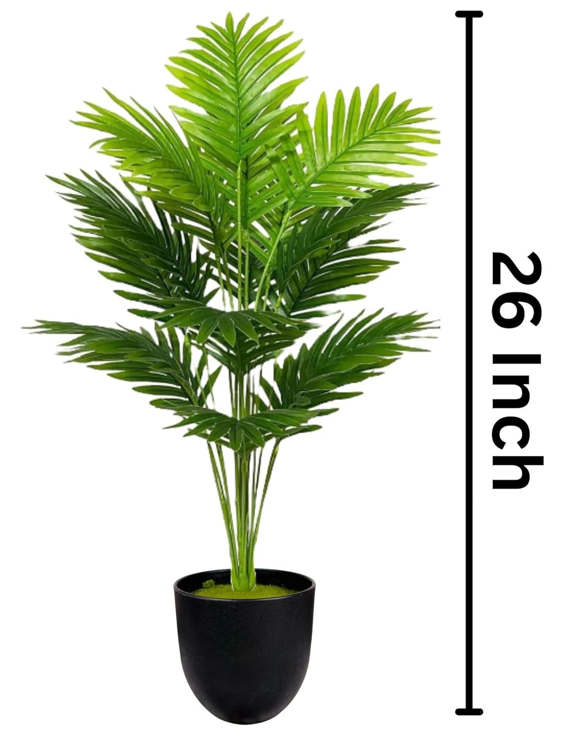 Dekorly Plastic Artificial Palm Plants Leaves Faux Turtle Leaf Fake Monstera Tropical Large Palm Tree Leaves Outdoor Leaf Decorations | 26Inch Plants with Blackpot (Areca Plant) - Image 3