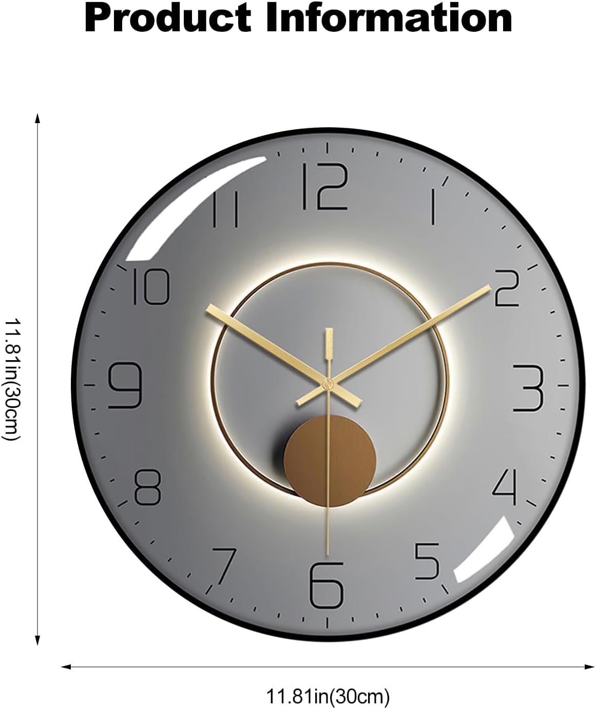 Wall Clock 12" Silent Quartz Decorative Wall Clock Non-Ticking Classic Digital Clock Battery Operated Round Easy to Read Handheld Complete Home/Kitchen/Bedroom(407)' - Image 3