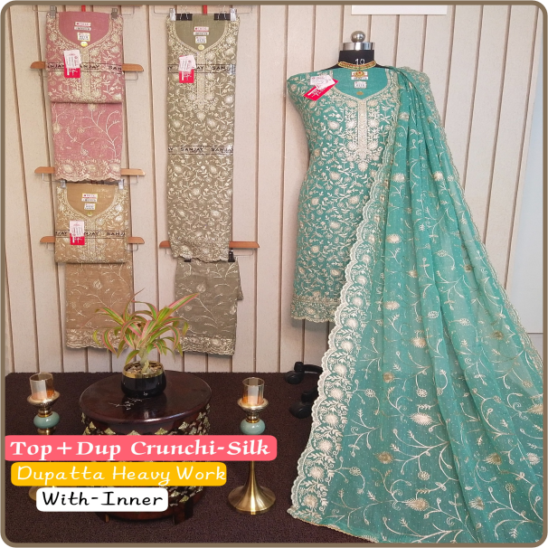 Gaurang-Dusty Crunchi- Silk Top+Dup-Silk Burberry With-Inner