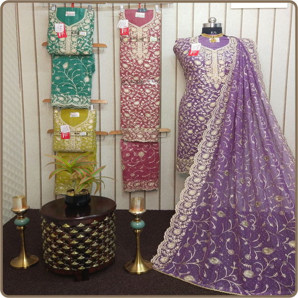 Gaurang-Vegitable Crunchi Silk Top+Dup-Silk Burberry With-Inner