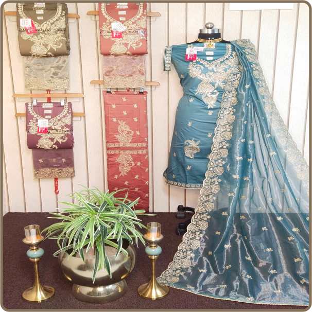 Dilruba-KathaTwill Fancy-02 Top+Dup-Silk Burberry With-Inner