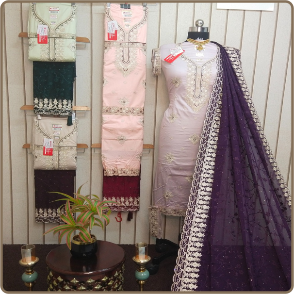 Hashrat-Rangoli Fancy Dupp-Rangoli Belly Sleeves Pent Payal Patti