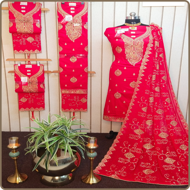 Tripti-RedCommon Fancy Dupatta-Jorjet